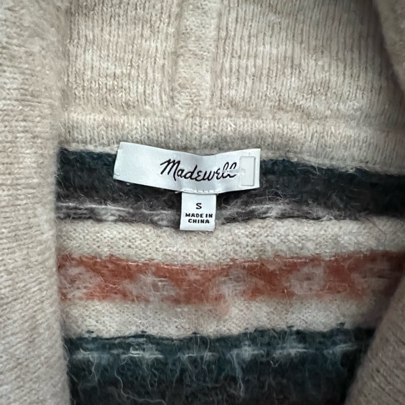Madewell Adrienne Fair Isle Shawl Collar Alpaca Wool Blend Cardigan Women Small. - Picture 8 of 10